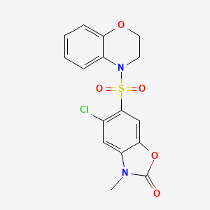 molecular formula C16H13ClN2O5S B5644391 5-chloro-6-(2,3-dihydro-4H-1,4-benzoxazin-4-ylsulfonyl)-3-methyl-1,3-benzoxazol-2(3H)-one 