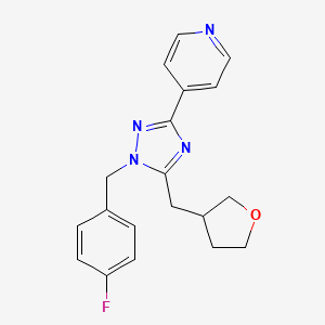 molecular formula C19H19FN4O B5644404 4-[1-(4-fluorobenzyl)-5-(tetrahydrofuran-3-ylmethyl)-1H-1,2,4-triazol-3-yl]pyridine 