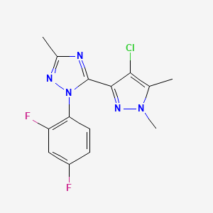 molecular formula C14H12ClF2N5 B5644417 5-(4-chloro-1,5-dimethyl-1H-pyrazol-3-yl)-1-(2,4-difluorophenyl)-3-methyl-1H-1,2,4-triazole 