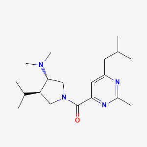 molecular formula C19H32N4O B5644420 (3S*,4R*)-1-[(6-isobutyl-2-methylpyrimidin-4-yl)carbonyl]-4-isopropyl-N,N-dimethylpyrrolidin-3-amine 