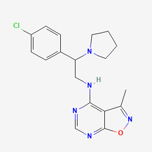 molecular formula C18H20ClN5O B5644435 N-[2-(4-chlorophenyl)-2-pyrrolidin-1-ylethyl]-3-methylisoxazolo[5,4-d]pyrimidin-4-amine 
