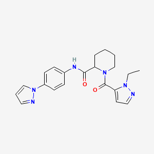 molecular formula C21H24N6O2 B5644489 1-[(1-ethyl-1H-pyrazol-5-yl)carbonyl]-N-[4-(1H-pyrazol-1-yl)phenyl]piperidine-2-carboxamide 