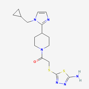 molecular formula C16H22N6OS2 B5644523 5-[(2-{4-[1-(cyclopropylmethyl)-1H-imidazol-2-yl]piperidin-1-yl}-2-oxoethyl)thio]-1,3,4-thiadiazol-2-amine 