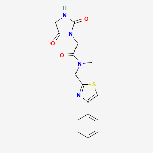 molecular formula C16H16N4O3S B5644527 2-(2,5-dioxo-1-imidazolidinyl)-N-methyl-N-[(4-phenyl-1,3-thiazol-2-yl)methyl]acetamide 