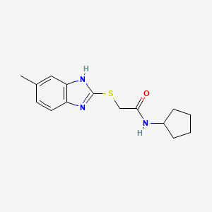 molecular formula C15H19N3OS B5644531 N-cyclopentyl-2-[(5-methyl-1H-benzimidazol-2-yl)thio]acetamide 
