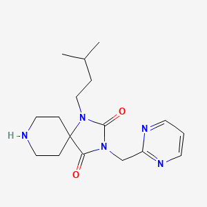 molecular formula C17H25N5O2 B5644546 1-(3-methylbutyl)-3-(2-pyrimidinylmethyl)-1,3,8-triazaspiro[4.5]decane-2,4-dione hydrochloride 