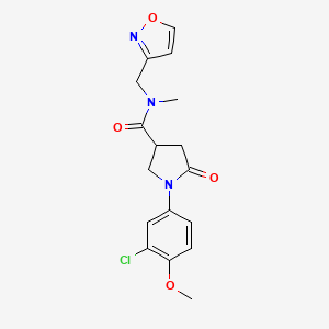 molecular formula C17H18ClN3O4 B5644595 1-(3-chloro-4-methoxyphenyl)-N-(3-isoxazolylmethyl)-N-methyl-5-oxo-3-pyrrolidinecarboxamide 