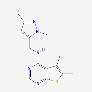 molecular formula C14H17N5S B5644601 N-[(1,3-dimethyl-1H-pyrazol-5-yl)methyl]-5,6-dimethylthieno[2,3-d]pyrimidin-4-amine 