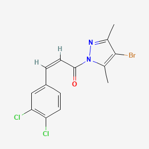 molecular formula C14H11BrCl2N2O B5644618 4-bromo-1-[3-(3,4-dichlorophenyl)acryloyl]-3,5-dimethyl-1H-pyrazole 