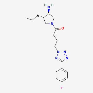 molecular formula C18H25FN6O B5644655 (3R*,4S*)-1-{4-[5-(4-fluorophenyl)-2H-tetrazol-2-yl]butanoyl}-4-propylpyrrolidin-3-amine 