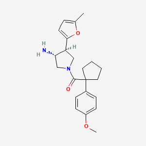 molecular formula C22H28N2O3 B5644676 (3R*,4S*)-1-{[1-(4-methoxyphenyl)cyclopentyl]carbonyl}-4-(5-methyl-2-furyl)pyrrolidin-3-amine 