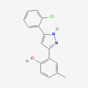 molecular formula C16H13ClN2O B5644719 2-[5-(2-chlorophenyl)-1H-pyrazol-3-yl]-4-methylphenol 