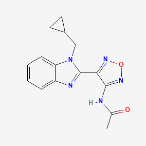 molecular formula C15H15N5O2 B5644742 N-{4-[1-(cyclopropylmethyl)-1H-benzimidazol-2-yl]-1,2,5-oxadiazol-3-yl}acetamide 