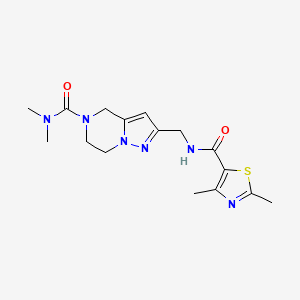 molecular formula C16H22N6O2S B5644782 2-({[(2,4-dimethyl-1,3-thiazol-5-yl)carbonyl]amino}methyl)-N,N-dimethyl-6,7-dihydropyrazolo[1,5-a]pyrazine-5(4H)-carboxamide 