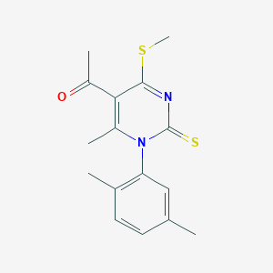 molecular formula C16H18N2OS2 B5644800 1-[1-(2,5-dimethylphenyl)-6-methyl-4-(methylthio)-2-thioxo-1,2-dihydro-5-pyrimidinyl]ethanone 