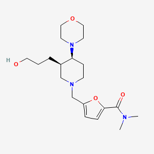 molecular formula C20H33N3O4 B5644833 5-{[(3R*,4S*)-3-(3-hydroxypropyl)-4-morpholin-4-ylpiperidin-1-yl]methyl}-N,N-dimethyl-2-furamide 