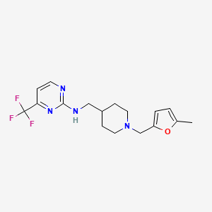 molecular formula C17H21F3N4O B5644837 N-({1-[(5-methyl-2-furyl)methyl]piperidin-4-yl}methyl)-4-(trifluoromethyl)pyrimidin-2-amine 