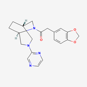 molecular formula C20H22N4O3 B5644845 (1S*,5R*)-6-(1,3-benzodioxol-5-ylacetyl)-3-(2-pyrazinyl)-3,6-diazabicyclo[3.2.2]nonane 