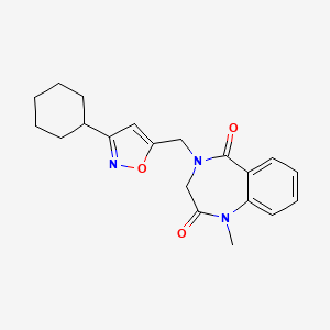 molecular formula C20H23N3O3 B5644860 4-[(3-cyclohexylisoxazol-5-yl)methyl]-1-methyl-3,4-dihydro-1H-1,4-benzodiazepine-2,5-dione 