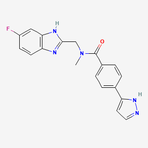 molecular formula C19H16FN5O B5644884 N-[(6-fluoro-1H-benzimidazol-2-yl)methyl]-N-methyl-4-(1H-pyrazol-3-yl)benzamide 