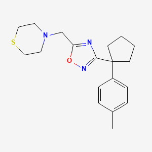molecular formula C19H25N3OS B5644887 4-({3-[1-(4-methylphenyl)cyclopentyl]-1,2,4-oxadiazol-5-yl}methyl)thiomorpholine 