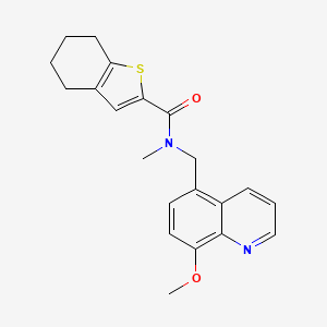 molecular formula C21H22N2O2S B5644915 N-[(8-methoxy-5-quinolinyl)methyl]-N-methyl-4,5,6,7-tetrahydro-1-benzothiophene-2-carboxamide 
