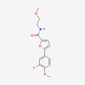 molecular formula C15H16FNO4 B5644936 5-(3-fluoro-4-methoxyphenyl)-N-(2-methoxyethyl)-2-furamide 