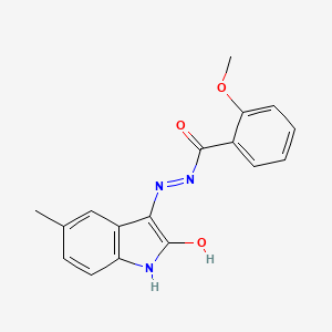 molecular formula C17H15N3O3 B5644970 2-methoxy-N'-(5-methyl-2-oxo-1,2-dihydro-3H-indol-3-ylidene)benzohydrazide 