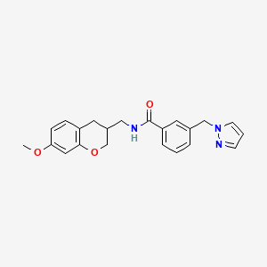 N-[(7-methoxy-3,4-dihydro-2H-chromen-3-yl)methyl]-3-(1H-pyrazol-1-ylmethyl)benzamide