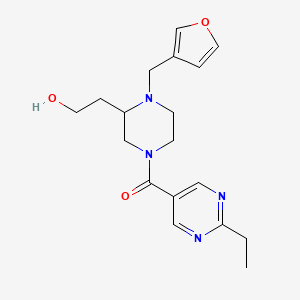 molecular formula C18H24N4O3 B5644983 2-[4-[(2-ethyl-5-pyrimidinyl)carbonyl]-1-(3-furylmethyl)-2-piperazinyl]ethanol 