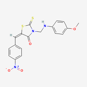 molecular formula C18H15N3O4S2 B5644997 3-{[(4-methoxyphenyl)amino]methyl}-5-(4-nitrobenzylidene)-2-thioxo-1,3-thiazolidin-4-one 