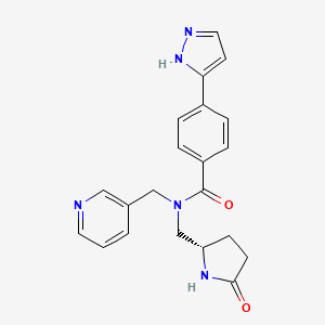 N-{[(2S)-5-oxo-2-pyrrolidinyl]methyl}-4-(1H-pyrazol-3-yl)-N-(3-pyridinylmethyl)benzamide