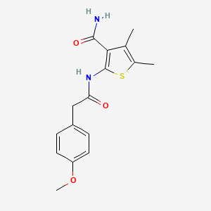 molecular formula C16H18N2O3S B5645057 2-{[(4-methoxyphenyl)acetyl]amino}-4,5-dimethyl-3-thiophenecarboxamide 
