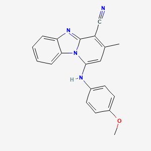 molecular formula C20H16N4O B5645093 1-[(4-methoxyphenyl)amino]-3-methylpyrido[1,2-a]benzimidazole-4-carbonitrile 