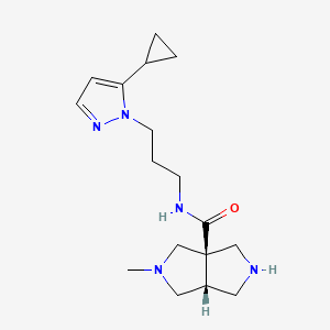 molecular formula C17H27N5O B5645114 rel-(3aR,6aR)-N-[3-(5-cyclopropyl-1H-pyrazol-1-yl)propyl]-2-methylhexahydropyrrolo[3,4-c]pyrrole-3a(1H)-carboxamide dihydrochloride 