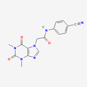 molecular formula C16H14N6O3 B5645148 N-(4-cyanophenyl)-2-(1,3-dimethyl-2,6-dioxo-1,2,3,6-tetrahydro-7H-purin-7-yl)acetamide 