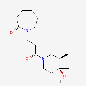 molecular formula C16H28N2O3 B5645178 1-{3-[(3R*,4S*)-4-hydroxy-3,4-dimethyl-1-piperidinyl]-3-oxopropyl}-2-azepanone 