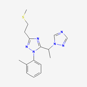 molecular formula C16H20N6S B5645201 1-(2-methylphenyl)-3-[2-(methylthio)ethyl]-5-[1-(1H-1,2,4-triazol-1-yl)ethyl]-1H-1,2,4-triazole 