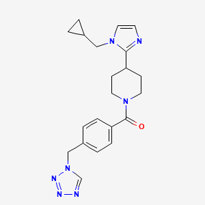 molecular formula C21H25N7O B5645203 4-[1-(cyclopropylmethyl)-1H-imidazol-2-yl]-1-[4-(1H-tetrazol-1-ylmethyl)benzoyl]piperidine 