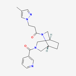 molecular formula C20H25N5O2 B5645222 (1S*,5R*)-6-[3-(4-methyl-1H-pyrazol-1-yl)propanoyl]-3-(3-pyridinylcarbonyl)-3,6-diazabicyclo[3.2.2]nonane 