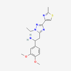 molecular formula C18H23N5O2S B5645243 1-(3,4-dimethoxyphenyl)-2-[1-ethyl-3-(2-methyl-1,3-thiazol-4-yl)-1H-1,2,4-triazol-5-yl]ethanamine 