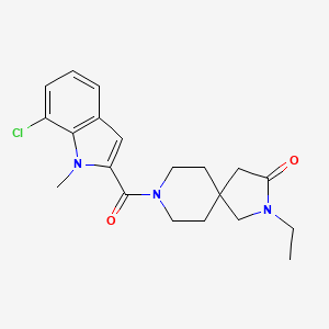 molecular formula C20H24ClN3O2 B5645292 8-[(7-chloro-1-methyl-1H-indol-2-yl)carbonyl]-2-ethyl-2,8-diazaspiro[4.5]decan-3-one 
