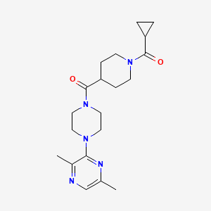 molecular formula C20H29N5O2 B5645354 3-(4-{[1-(cyclopropylcarbonyl)-4-piperidinyl]carbonyl}-1-piperazinyl)-2,5-dimethylpyrazine 
