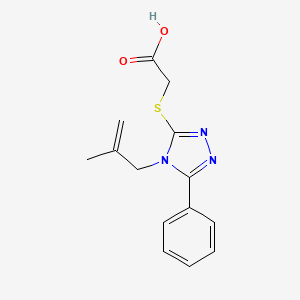 molecular formula C14H15N3O2S B5645405 {[4-(2-methyl-2-propen-1-yl)-5-phenyl-4H-1,2,4-triazol-3-yl]thio}acetic acid 