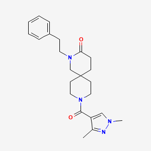 molecular formula C23H30N4O2 B5645432 9-[(1,3-dimethyl-1H-pyrazol-4-yl)carbonyl]-2-(2-phenylethyl)-2,9-diazaspiro[5.5]undecan-3-one 