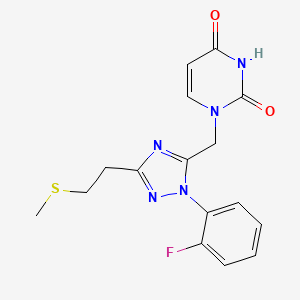 molecular formula C16H16FN5O2S B5645439 1-({1-(2-fluorophenyl)-3-[2-(methylthio)ethyl]-1H-1,2,4-triazol-5-yl}methyl)pyrimidine-2,4(1H,3H)-dione 