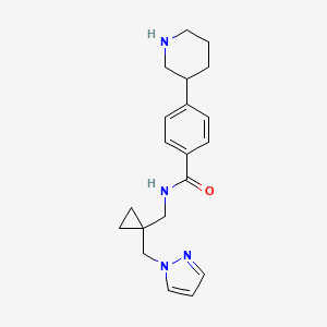 molecular formula C20H26N4O B5645444 4-piperidin-3-yl-N-{[1-(1H-pyrazol-1-ylmethyl)cyclopropyl]methyl}benzamide 