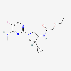 molecular formula C16H24FN5O2 B5645465 N-{rel-(3R,4S)-4-cyclopropyl-1-[5-fluoro-4-(methylamino)-2-pyrimidinyl]-3-pyrrolidinyl}-2-ethoxyacetamide hydrochloride 