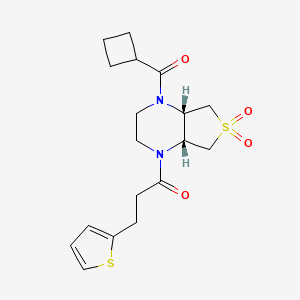 molecular formula C18H24N2O4S2 B5645493 (4aR*,7aS*)-1-(cyclobutylcarbonyl)-4-[3-(2-thienyl)propanoyl]octahydrothieno[3,4-b]pyrazine 6,6-dioxide 