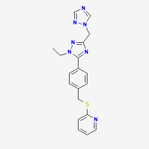 molecular formula C19H19N7S B5645504 2-({4-[1-ethyl-3-(1H-1,2,4-triazol-1-ylmethyl)-1H-1,2,4-triazol-5-yl]benzyl}thio)pyridine 